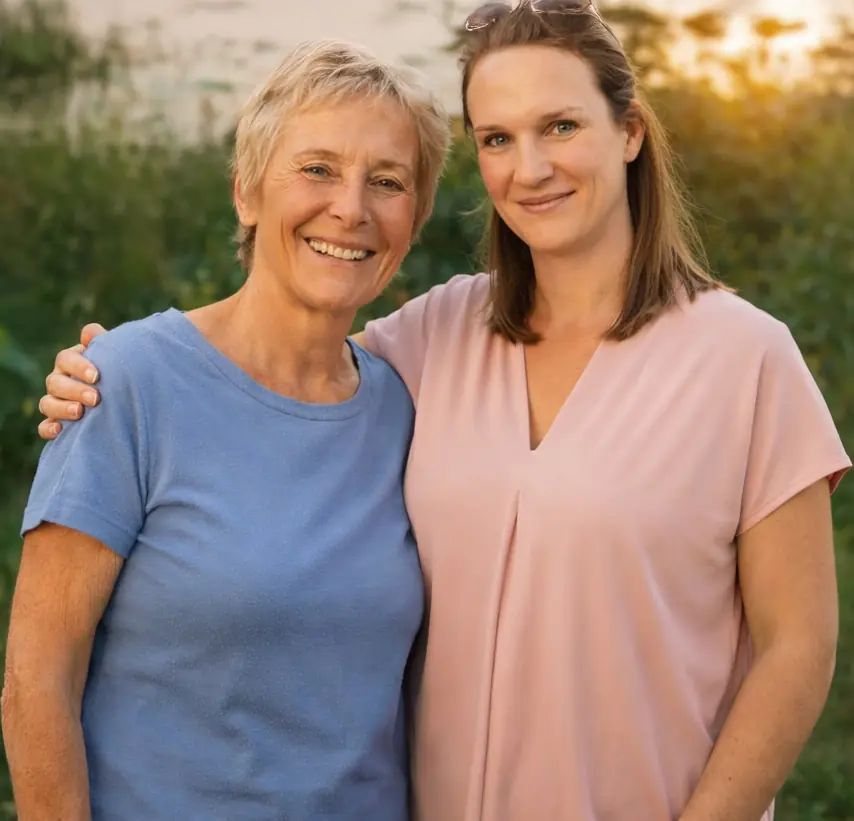 Ingrid Wehrl és Denise Ritschel az OAZE kertjében